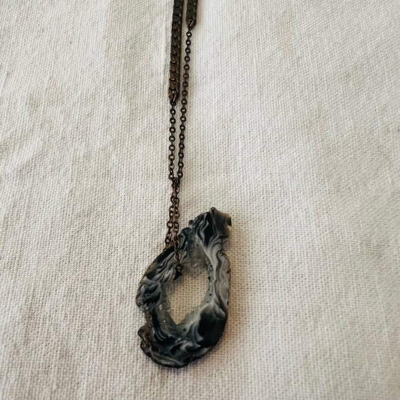 Jewelry - Geode and brass necklace handmade